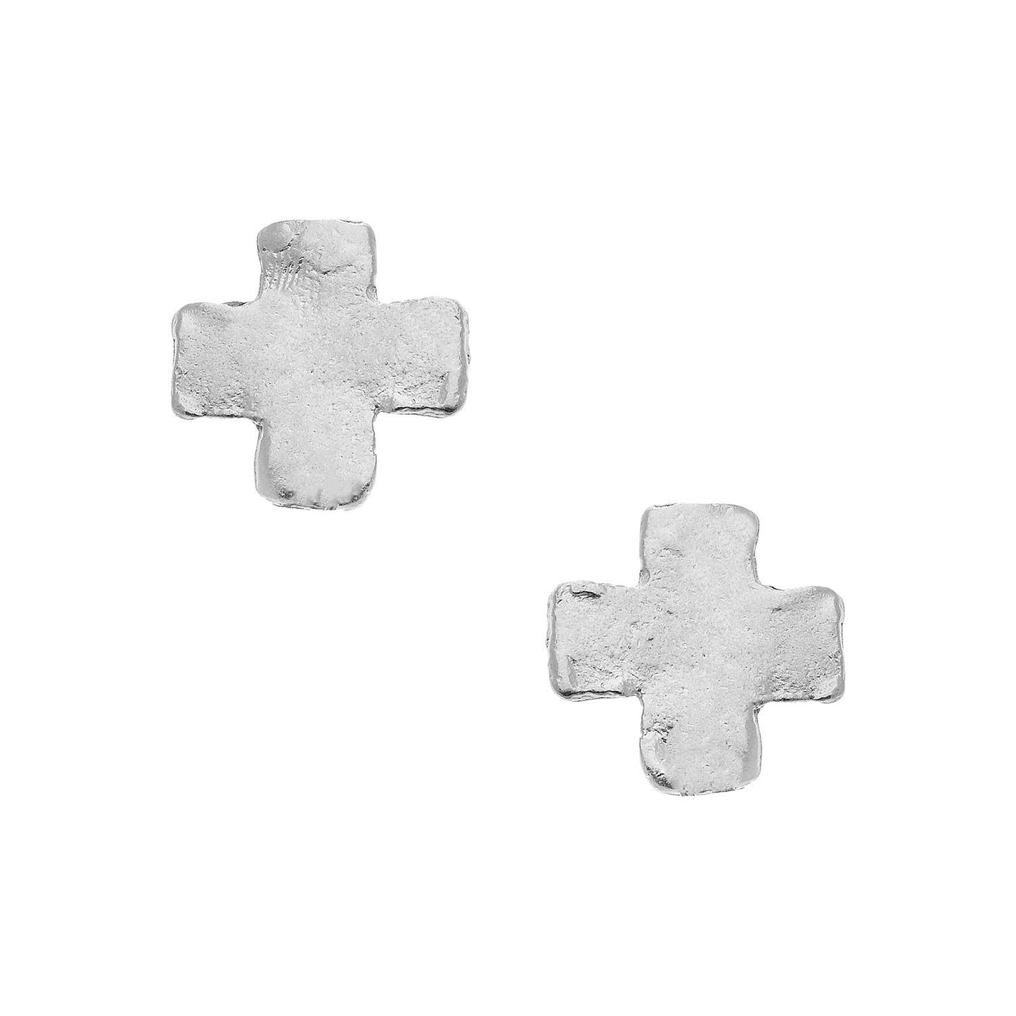 Susan Shaw Mini Silver Square Cross Studs