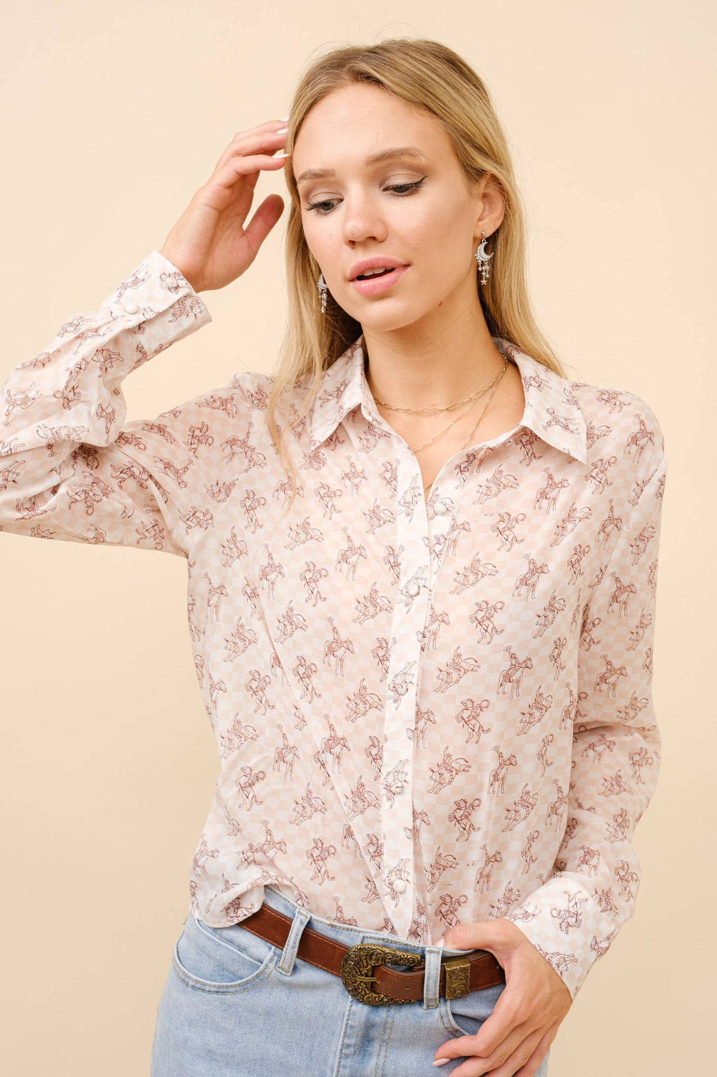 Chiffon Western Print Blouse