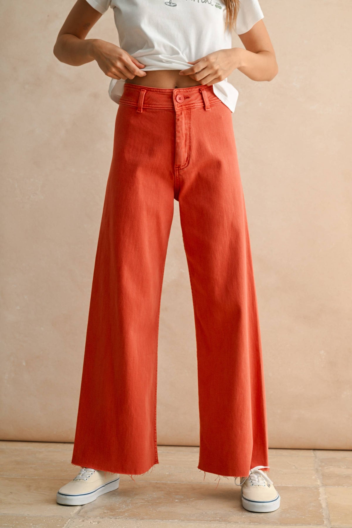 Miou Muse Burnt Orange Straight Denim Pants