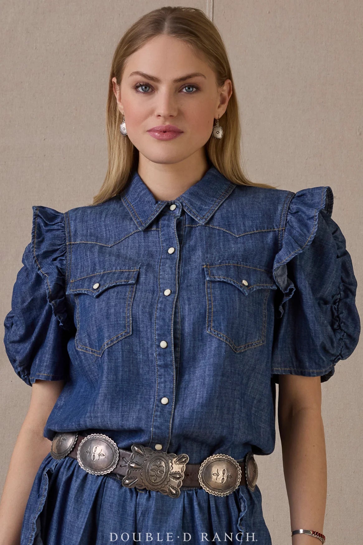 Double D Ranch Sweet Denim Blue Top