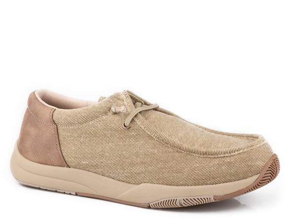 Roper Tan Canvas Faux Leather Heel Shoes