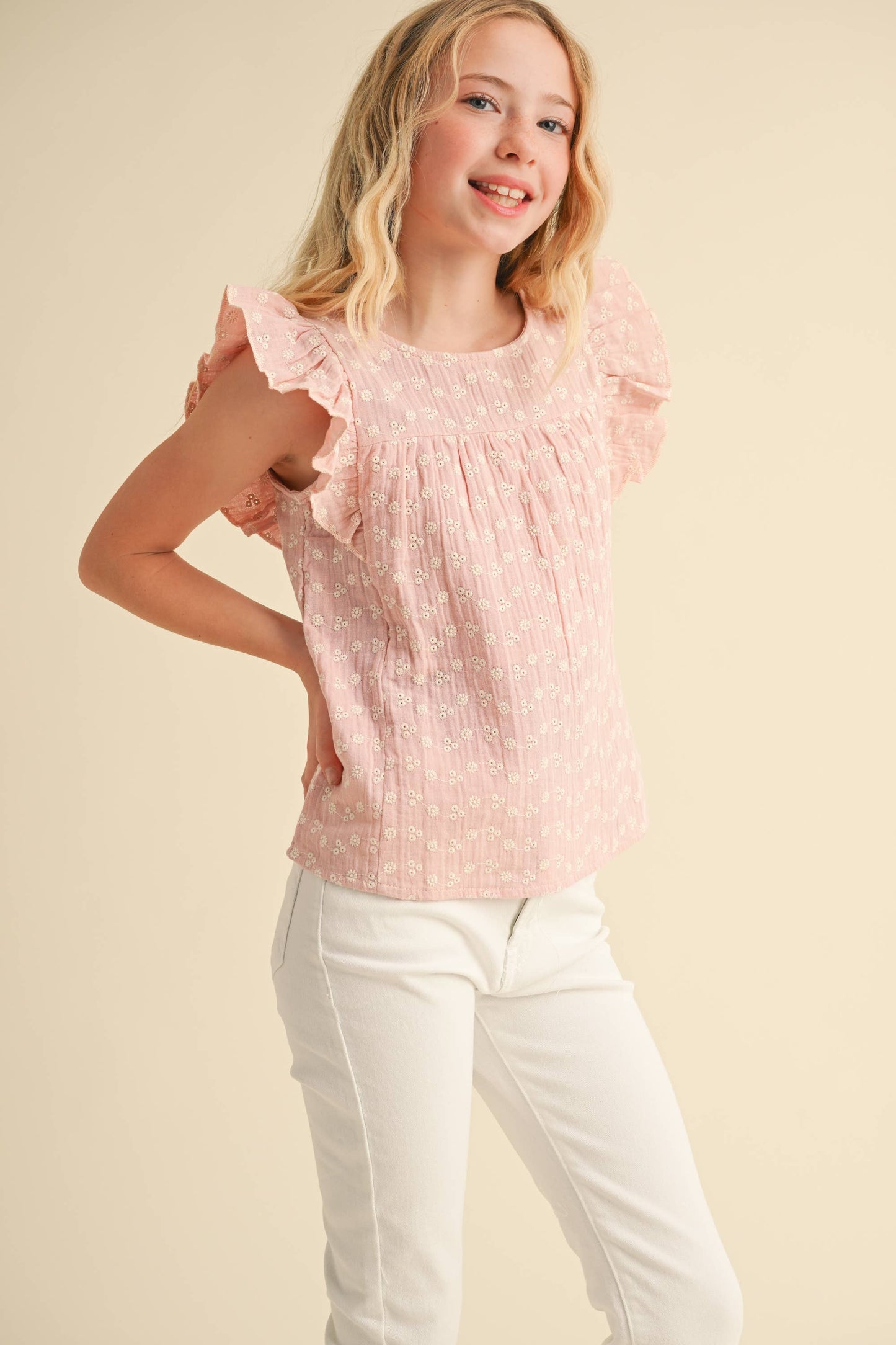 Tween Girls Lace Tie Open Back Top