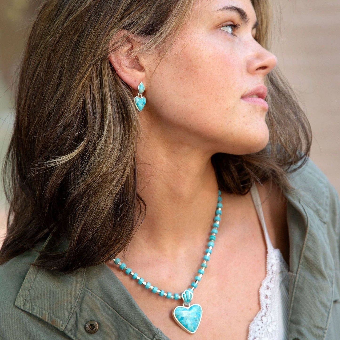 Barse Jewelry Blue Turquoise Heart Silver Pendant Necklace