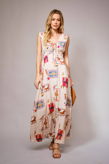 Western Motif Maxi Dress