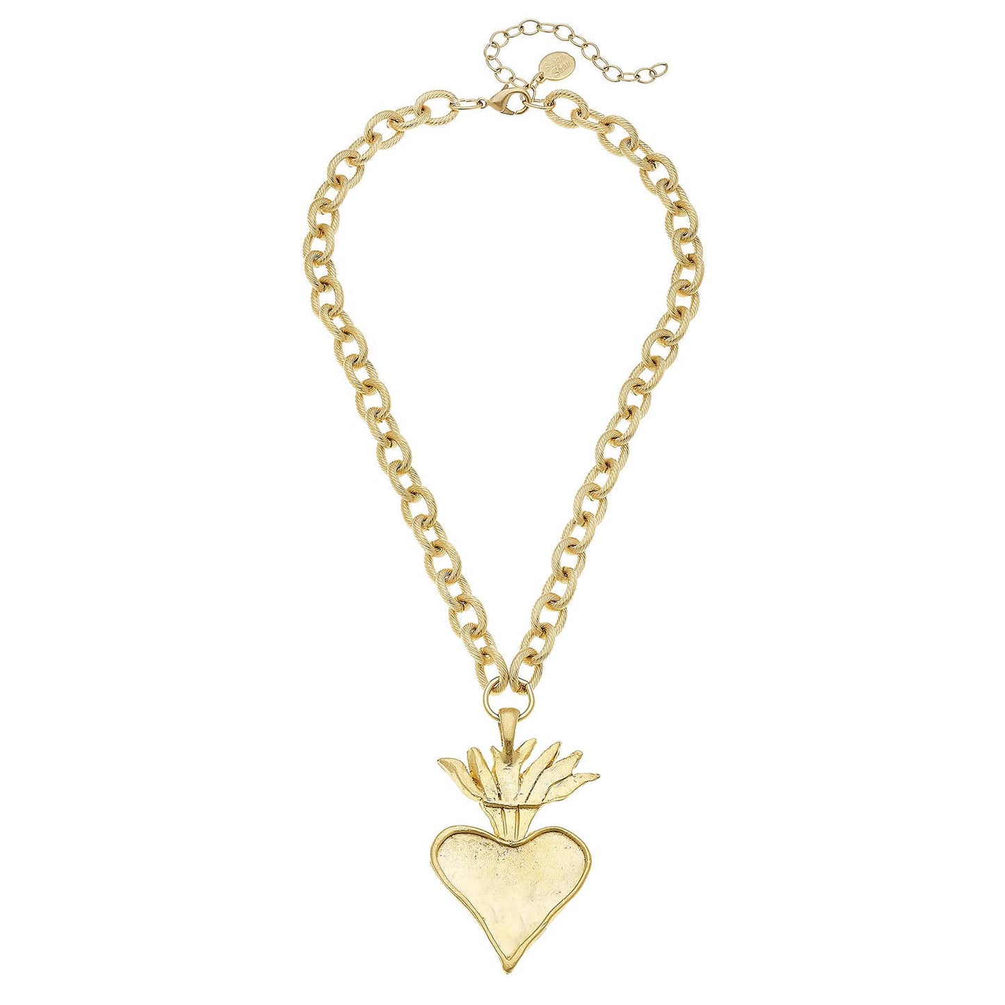 Susan Shaw Gold Flaming Heart Chain Necklace