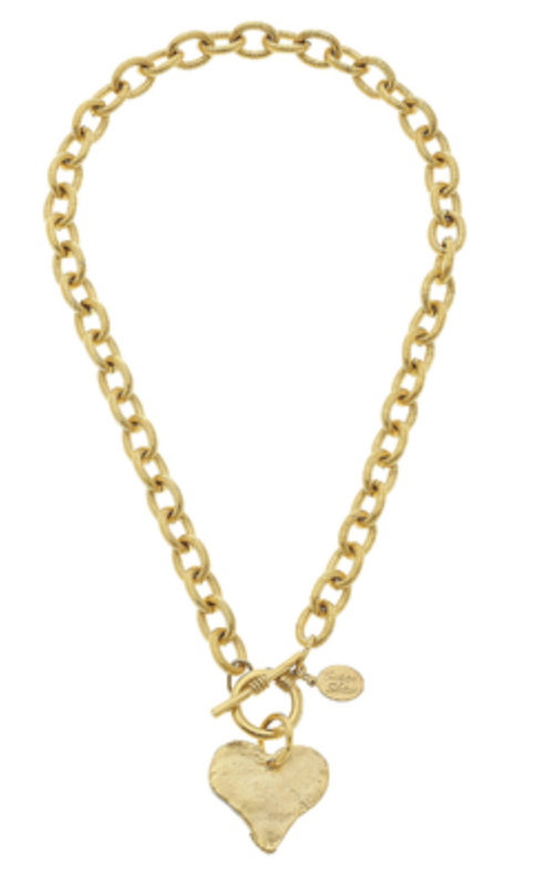 Susan Shaw 20" Handcast Gold Front Toggle Heart Necklace