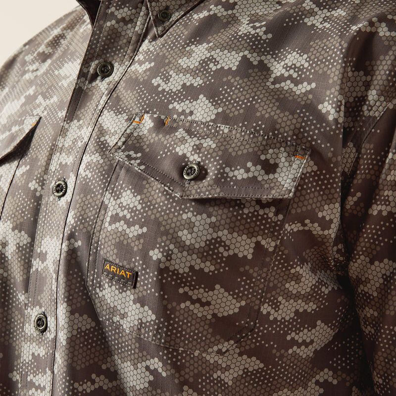 Ariat Charcoal Digi Camo Rebar Made Tough VentTEK DuraStretch Work Shirt