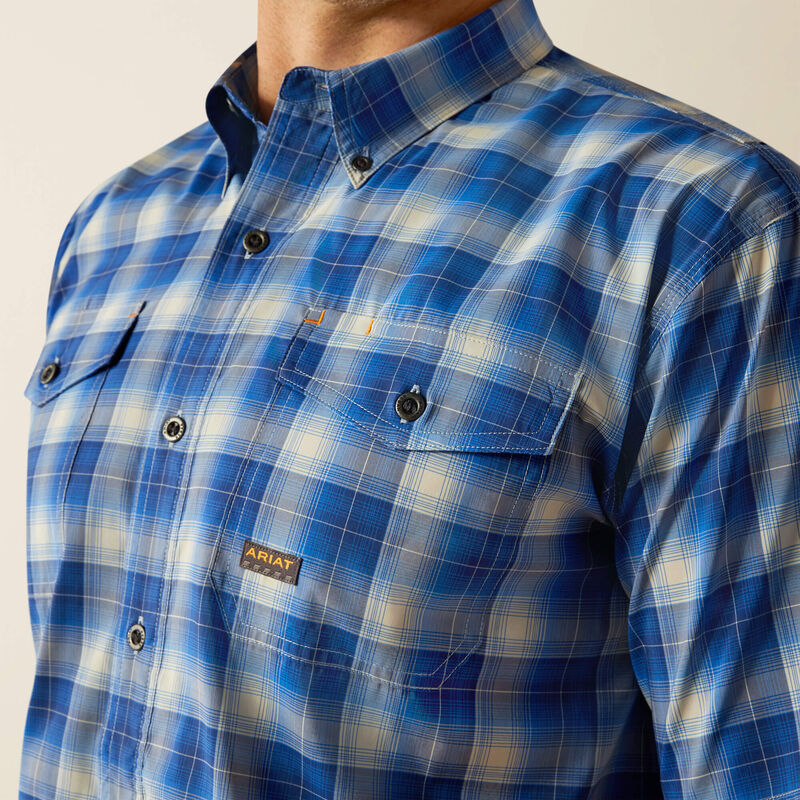 Ariat Strong Blue Plaid Rebar Made Tough VentTEK DuraStretch Work Shirt