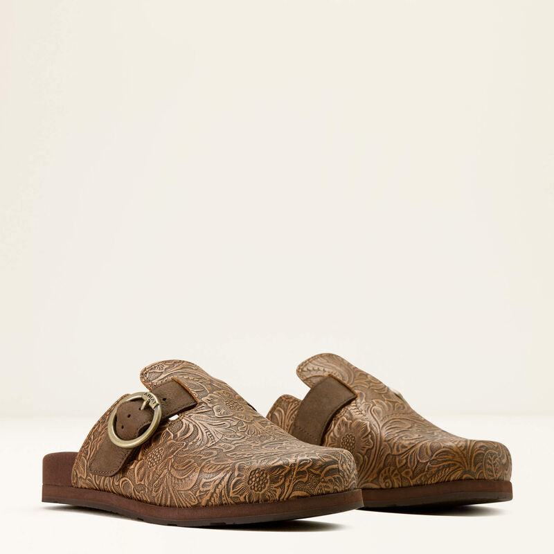Ariat Brown Floral Emboss Country Mules