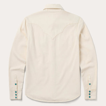 Stetson Turquoise Snap Western Cream Denim Shirt