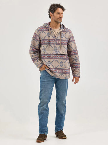 Wrangler Jacquard Quarter Zip Hooded Popover Jacket