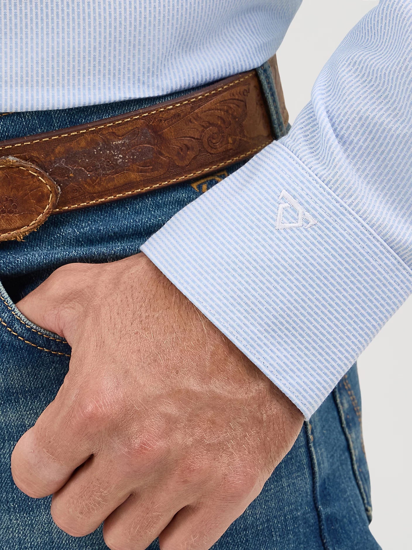 Wrangler Blue Broken Stripe Cody Johnson Shirt