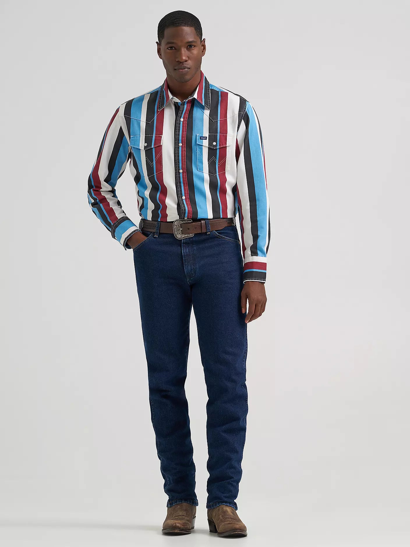 Wrangler Blue Raspberry Vintage-Inspired Brushpopper Western Snap Workshirt