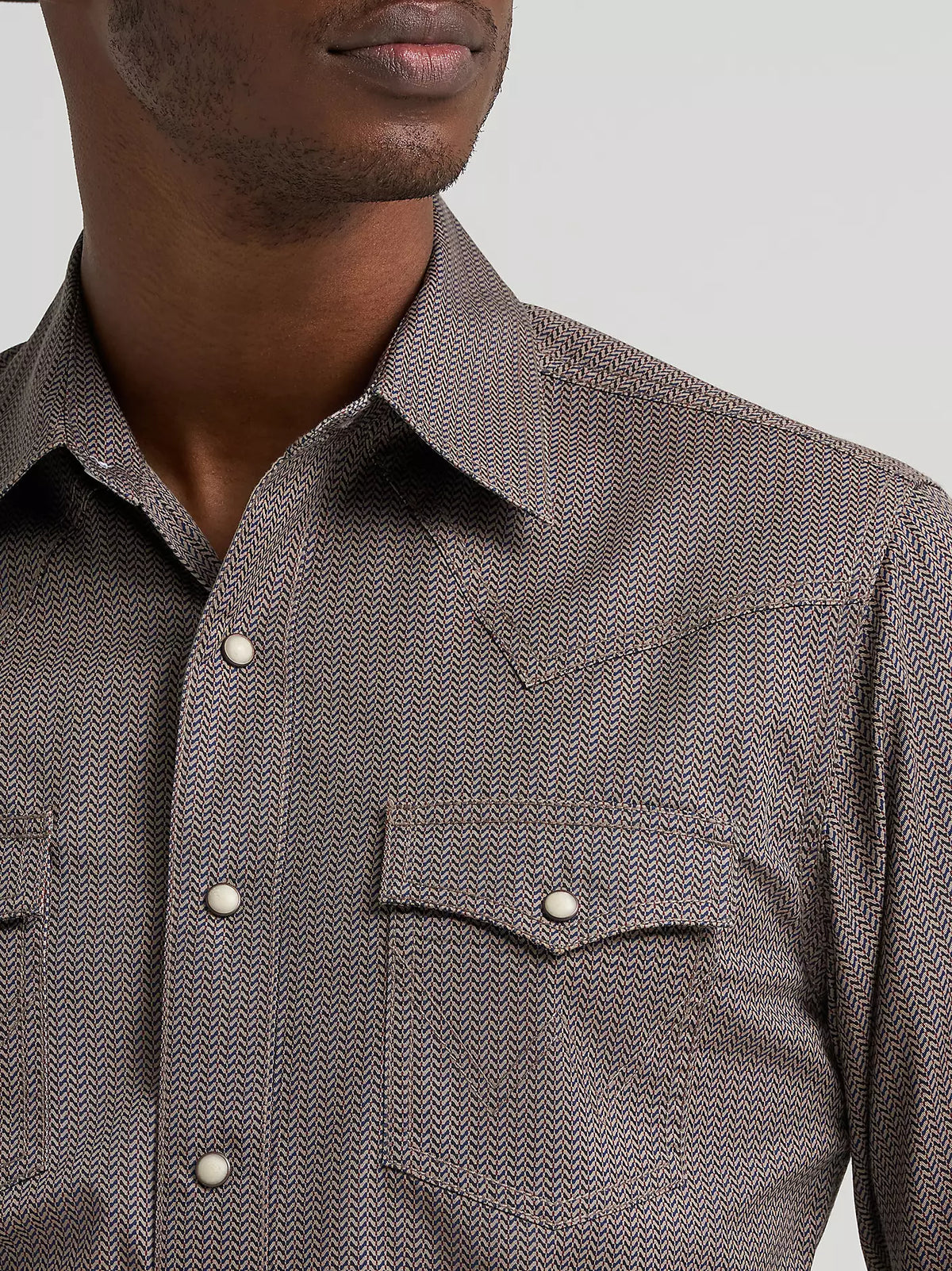 Wrangler Abstact Chevron Retro® Premium Long Sleeve Western Snap Printed Shirt