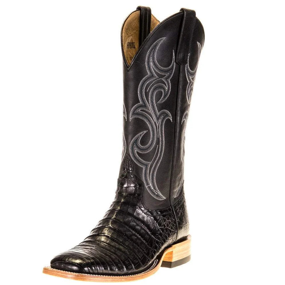 AB Top Hand Collection Black Caiman Belly Boots