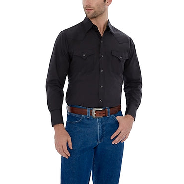 Ely Cattleman Long Sleeve Solid Western Snap Shirt