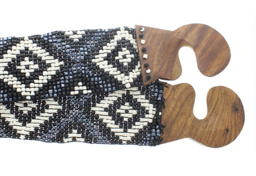 Black Handmade Stretchy Beaded Bali Belt