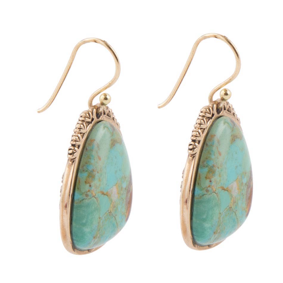 Barse Agave Genuine Turquoise Earrings