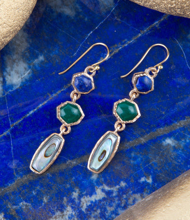 Barse Odyssey Lapis Multi-Stone Earrings