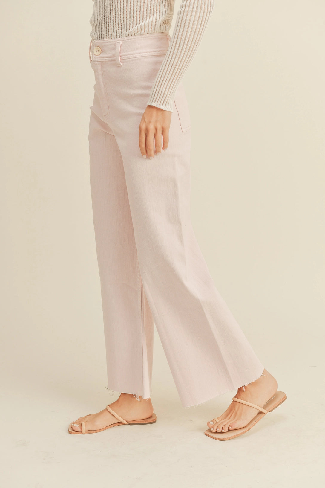 Straight Wide Leg Denim Pants