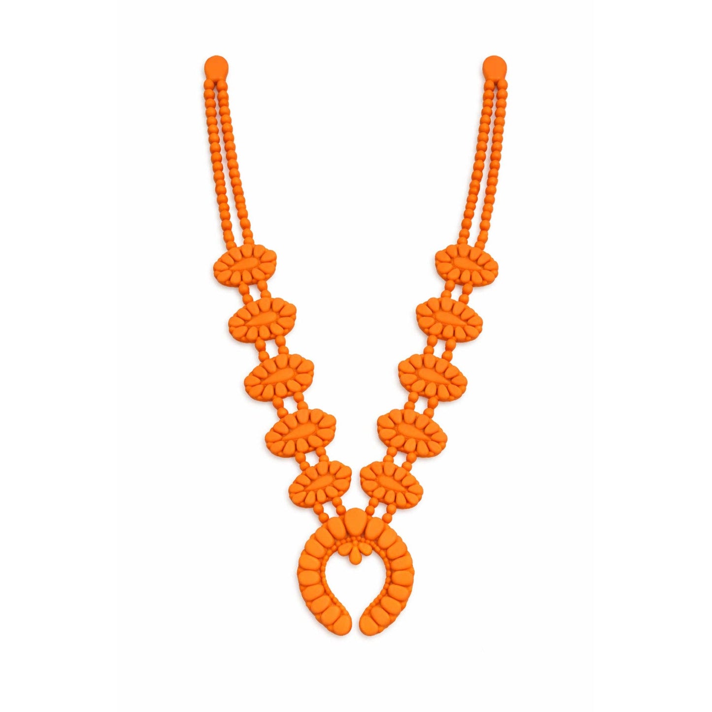 Rahya Jewelry Design Golden Hour Squash Blossom Necklace in Orange Citrus