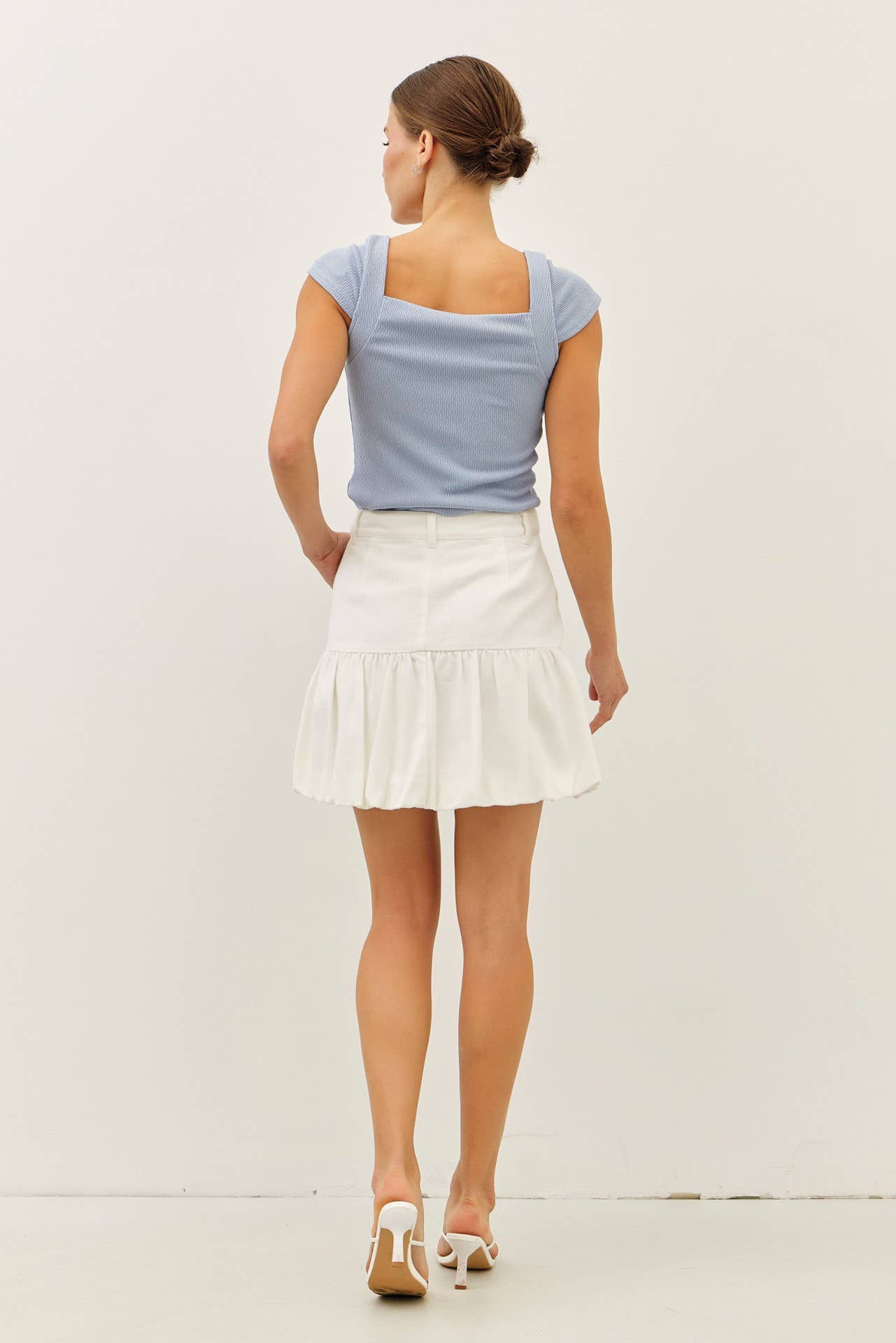 Denim Bubble Mini Skirt