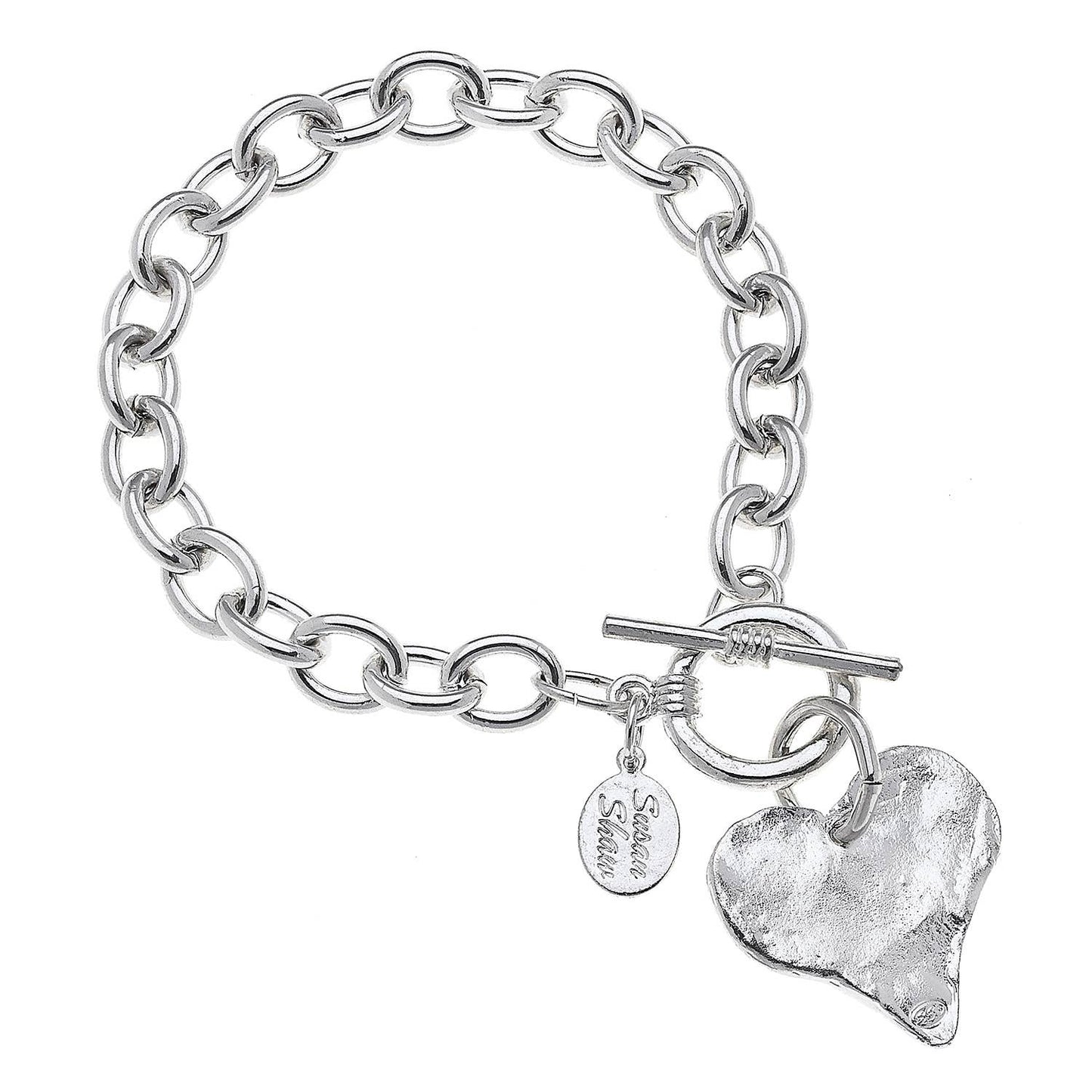 Susan Shaw Silver Heart Chain Bracelet