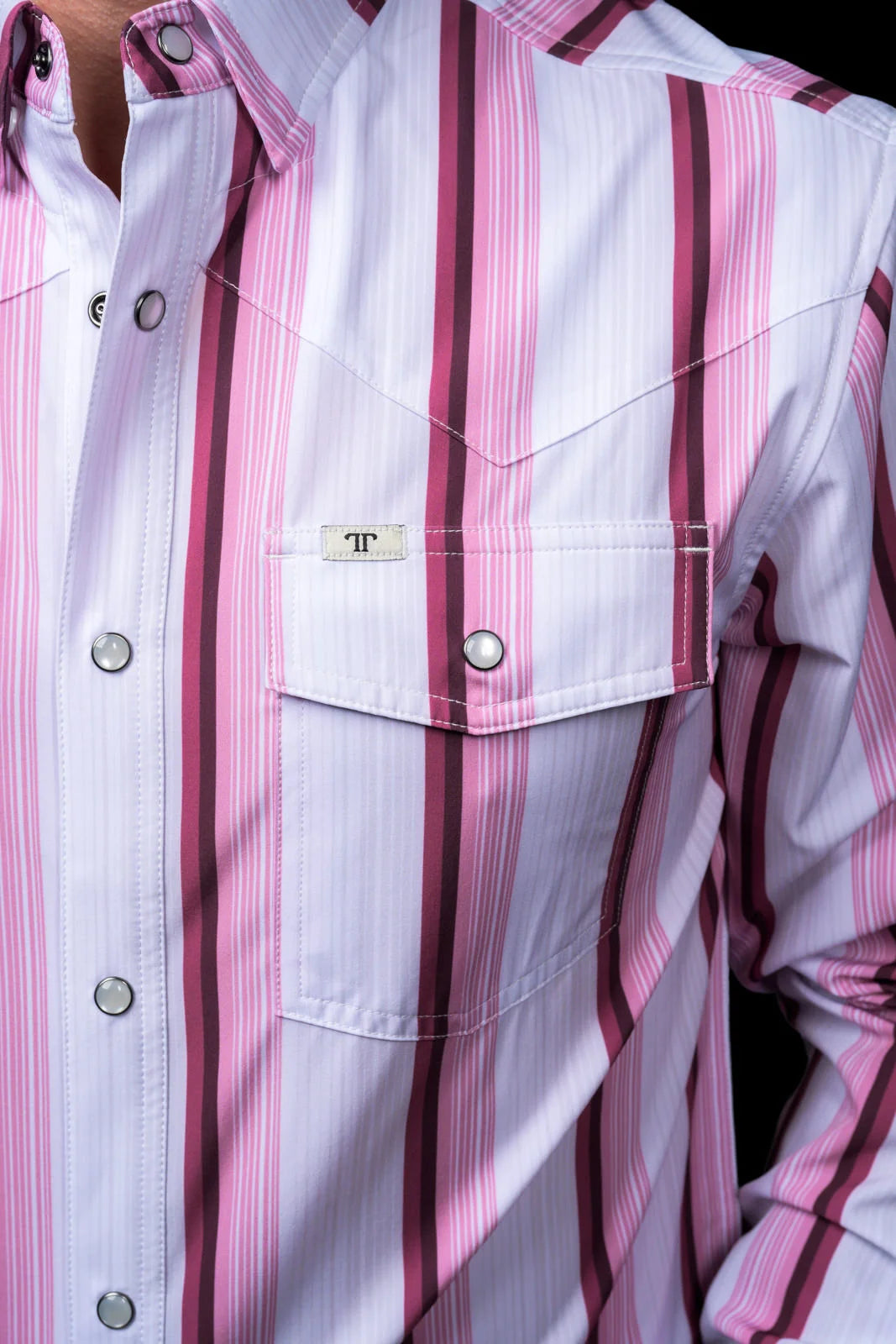 Ferrell The Tristan Long Sleeve Pearl Snap Shirt in Pink