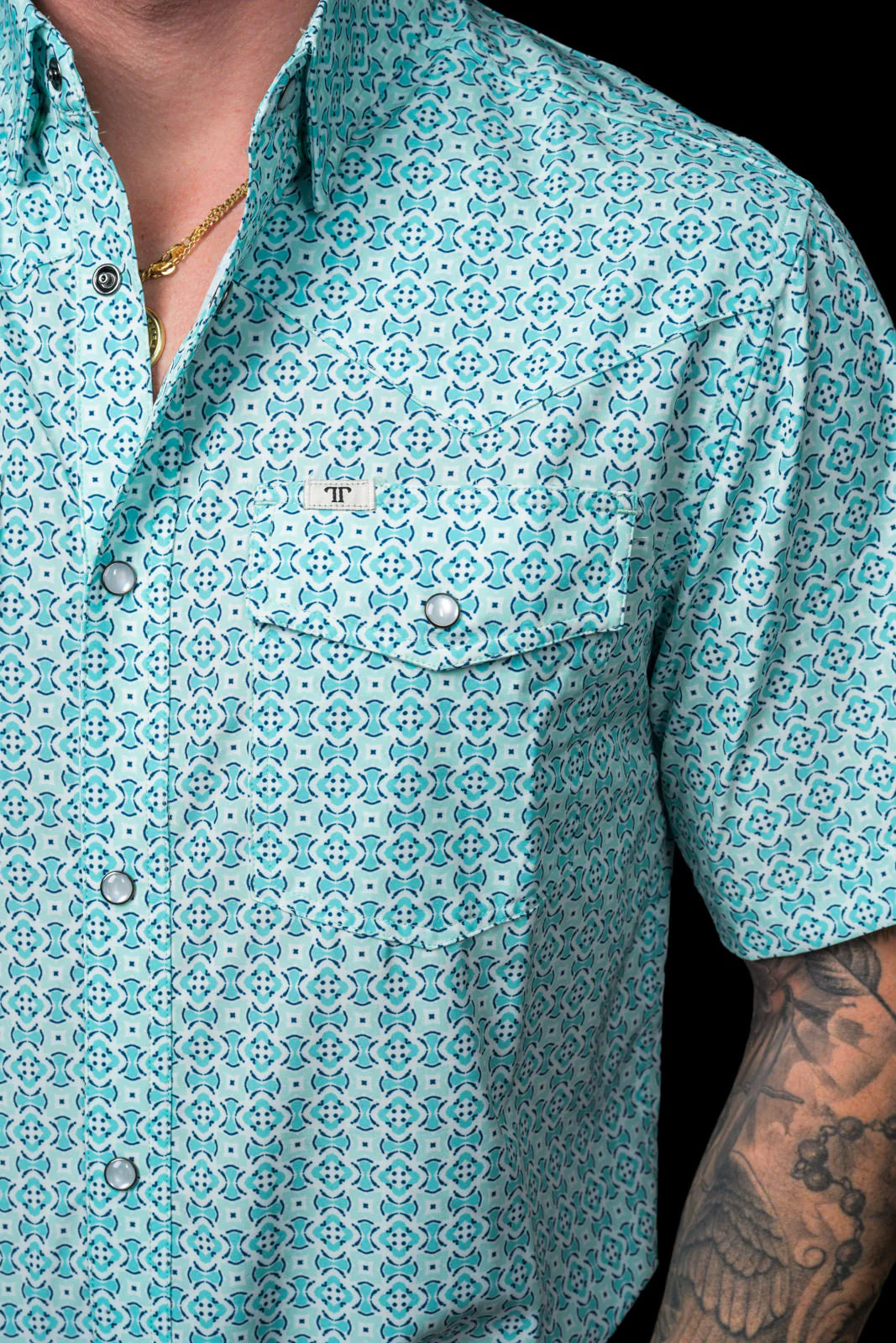 Ferrell The Carson - Grey Green Short Sleeve Pearl Snap Shirt