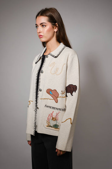 Motif Wool Blend Sweater Jacket