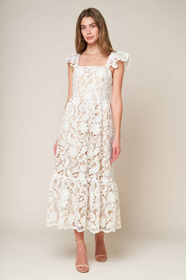 White Lace Midi Dress