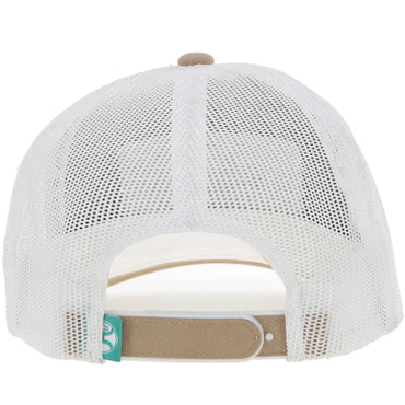 "Rank Stock" Hat Tan/White w/White & Turquoise Patch