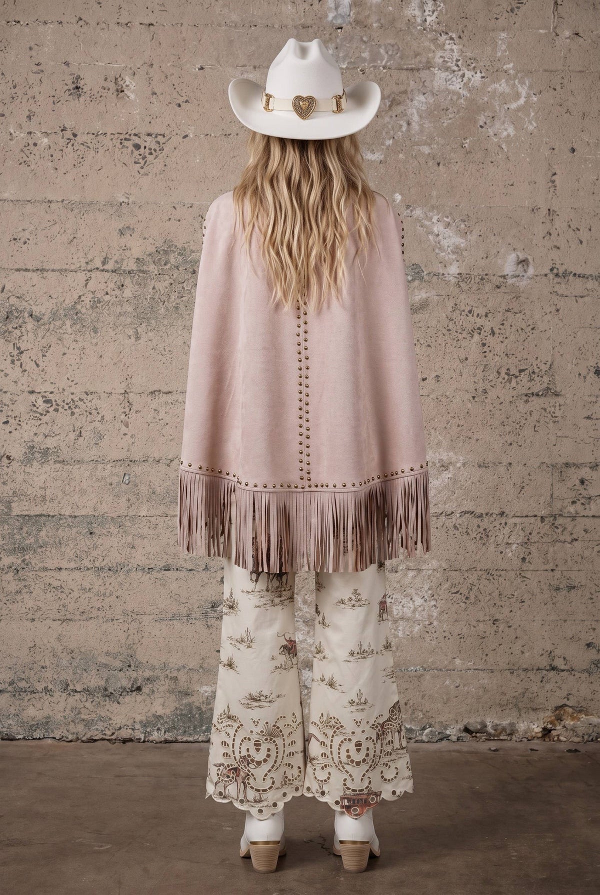 Blue B Studded Fringe Suede Cape