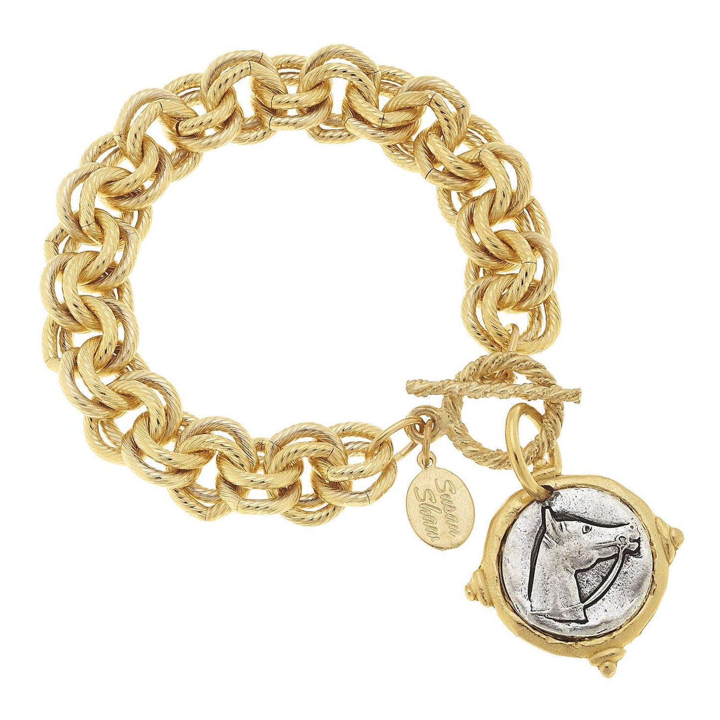 Susan Shaw Gold and Silver Intaglio Horse Bracelet