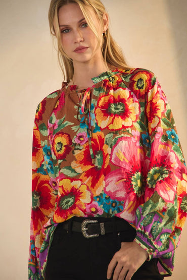 Floral Border Printed Blouse