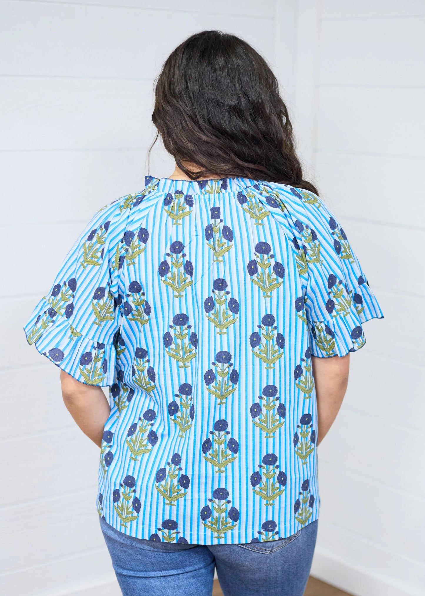 Layerz Clothing - The Blue Stripe Bell Top