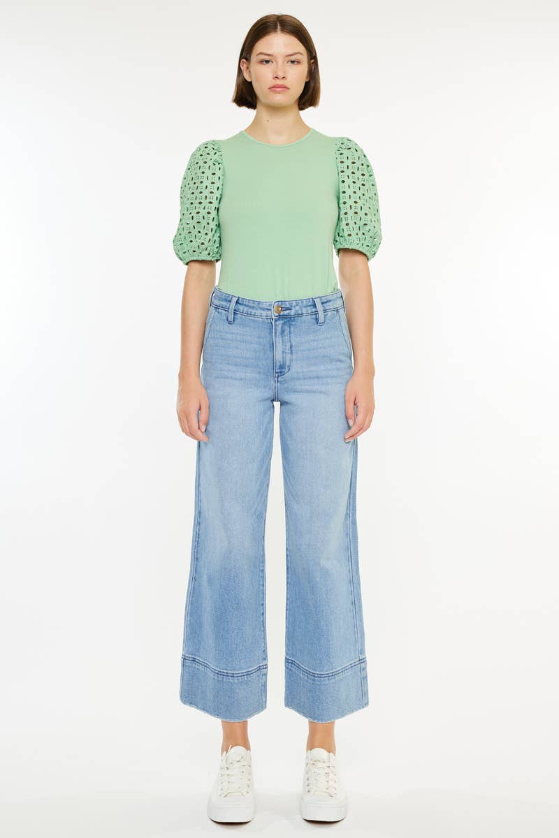 KanCan Darla High Rise Cropped Wide Leg Jeans