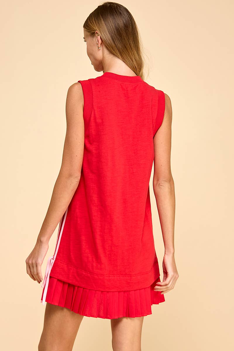 Mixed Media Side Striped Detail Knit Dress