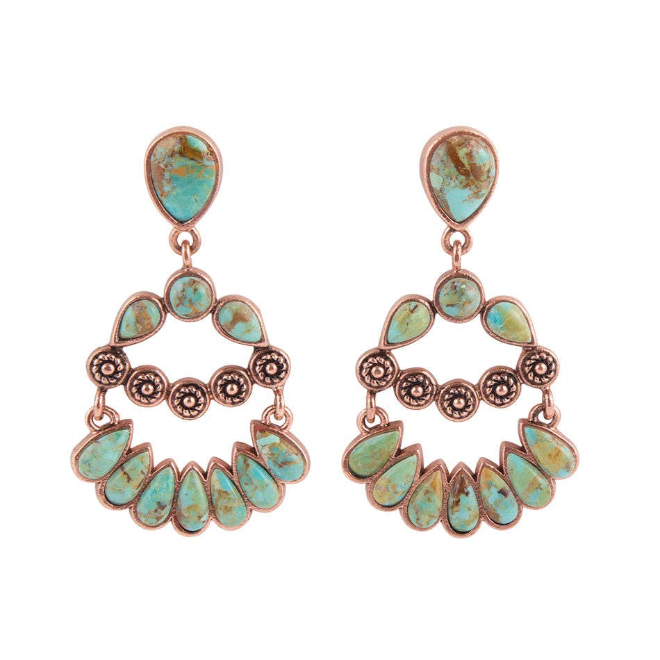 Barse Botanical Green Turquoise Statement Earrings