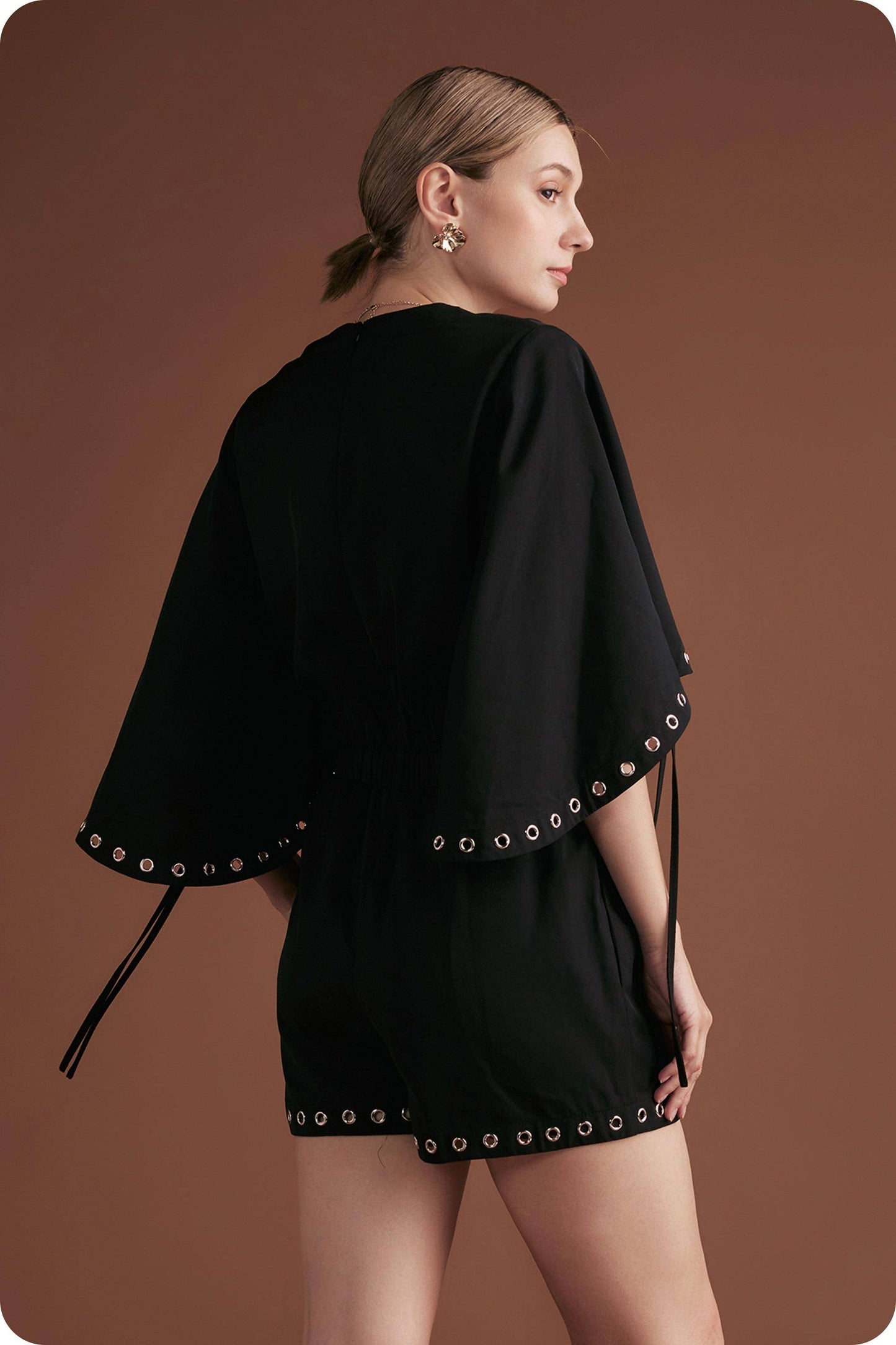 Grommet V-Neckline Romper