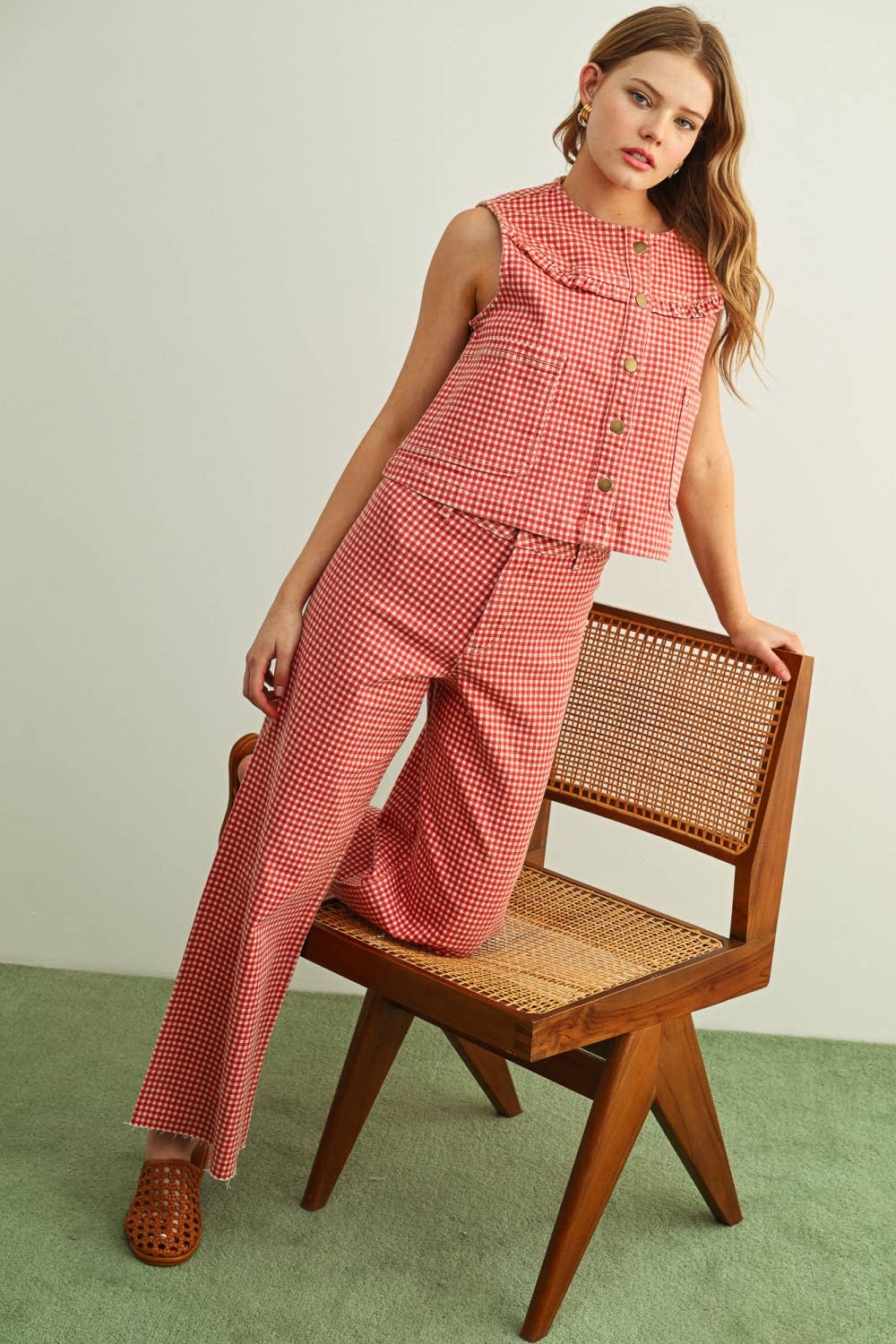 Miou Muse Red Gingham Pants