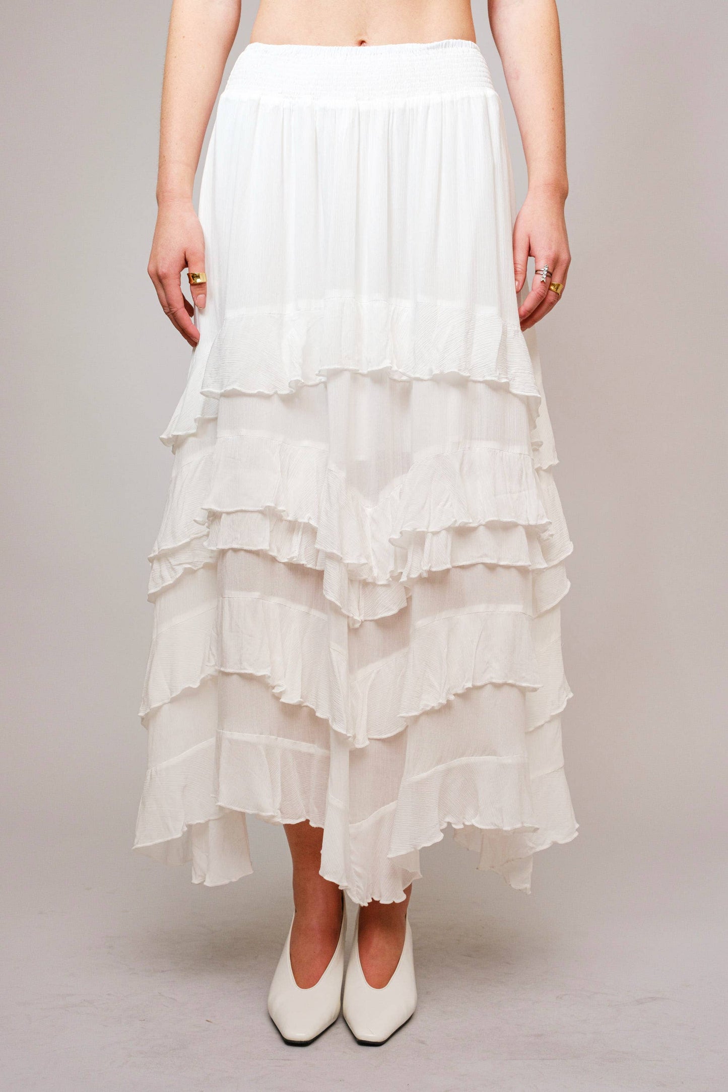 Crinkle Smocked Waist Maxi Skirt