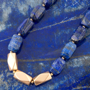 Barse Blue Lapis Nugget Necklace