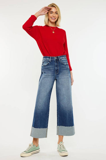 KanCan Lynn 90’S Cropped Wide Leg Jeans