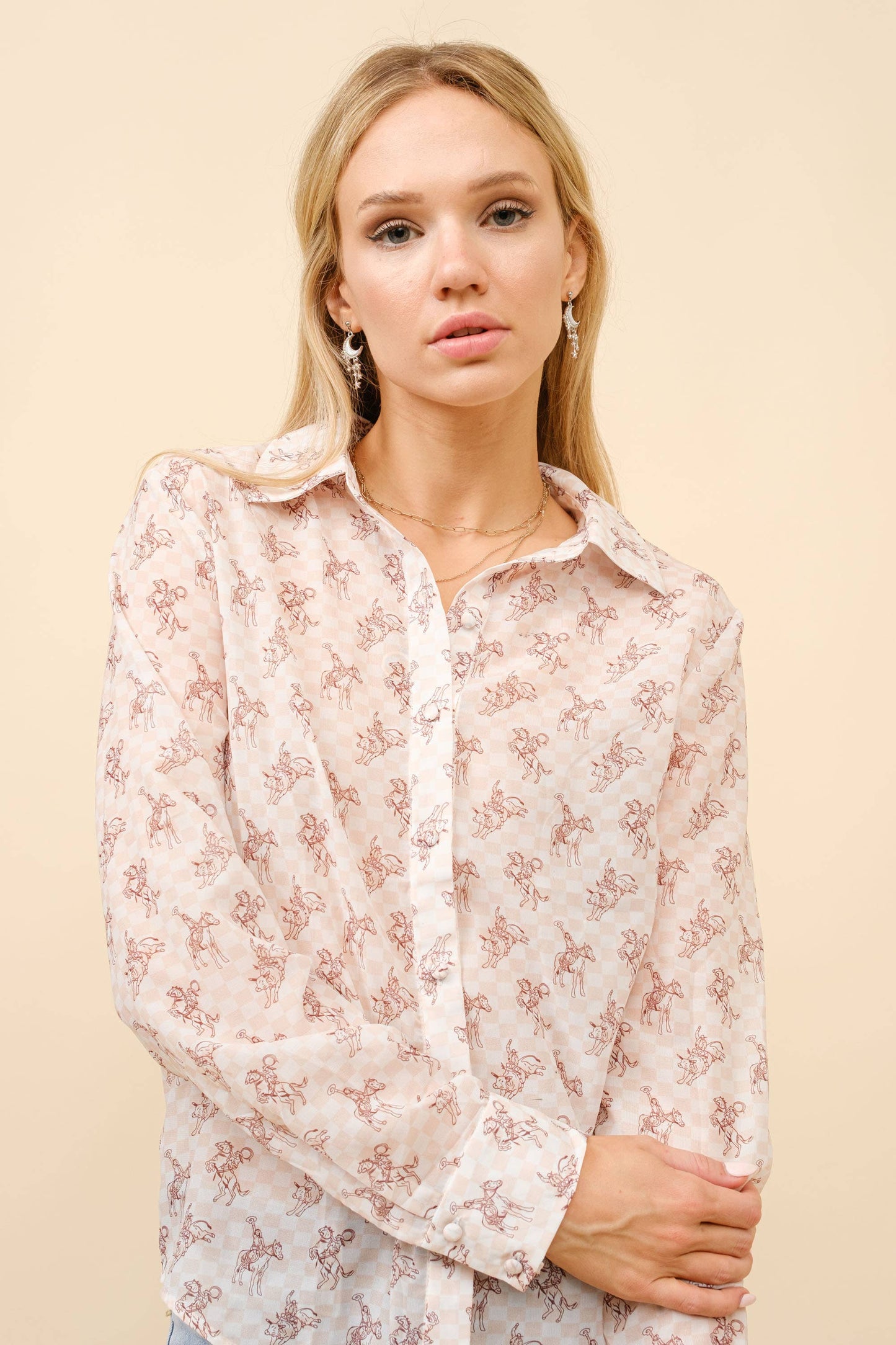 Chiffon Western Print Blouse
