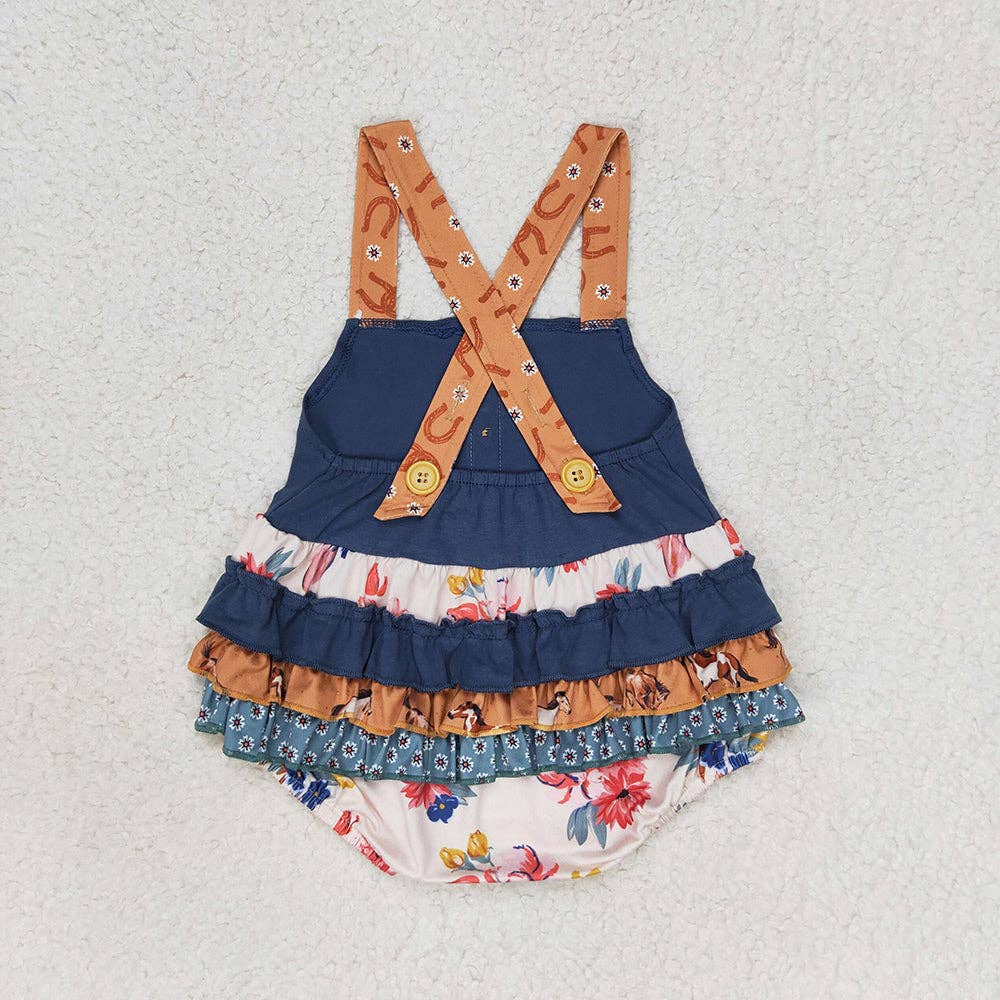 Baby Girls Western Ruffle Flowers Rompers