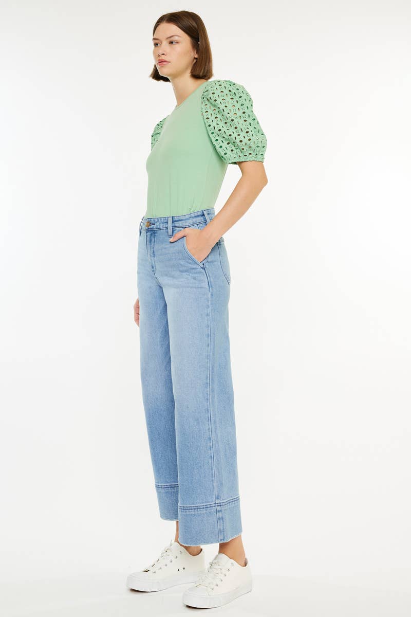 KanCan Darla High Rise Cropped Wide Leg Jeans