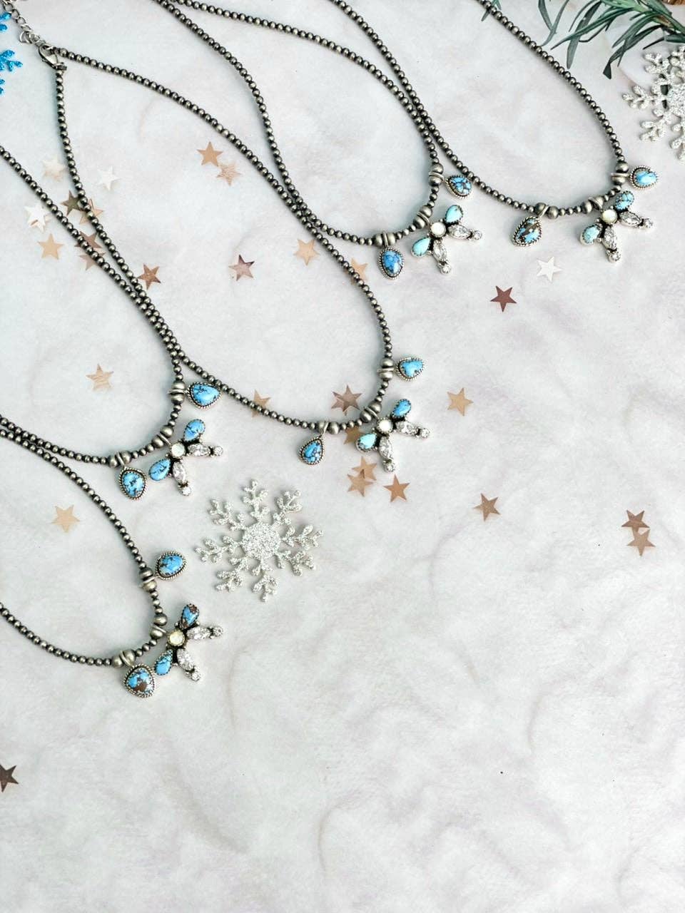 Krush Kandy Winter Frost Golden Hills Bow Beads Necklace