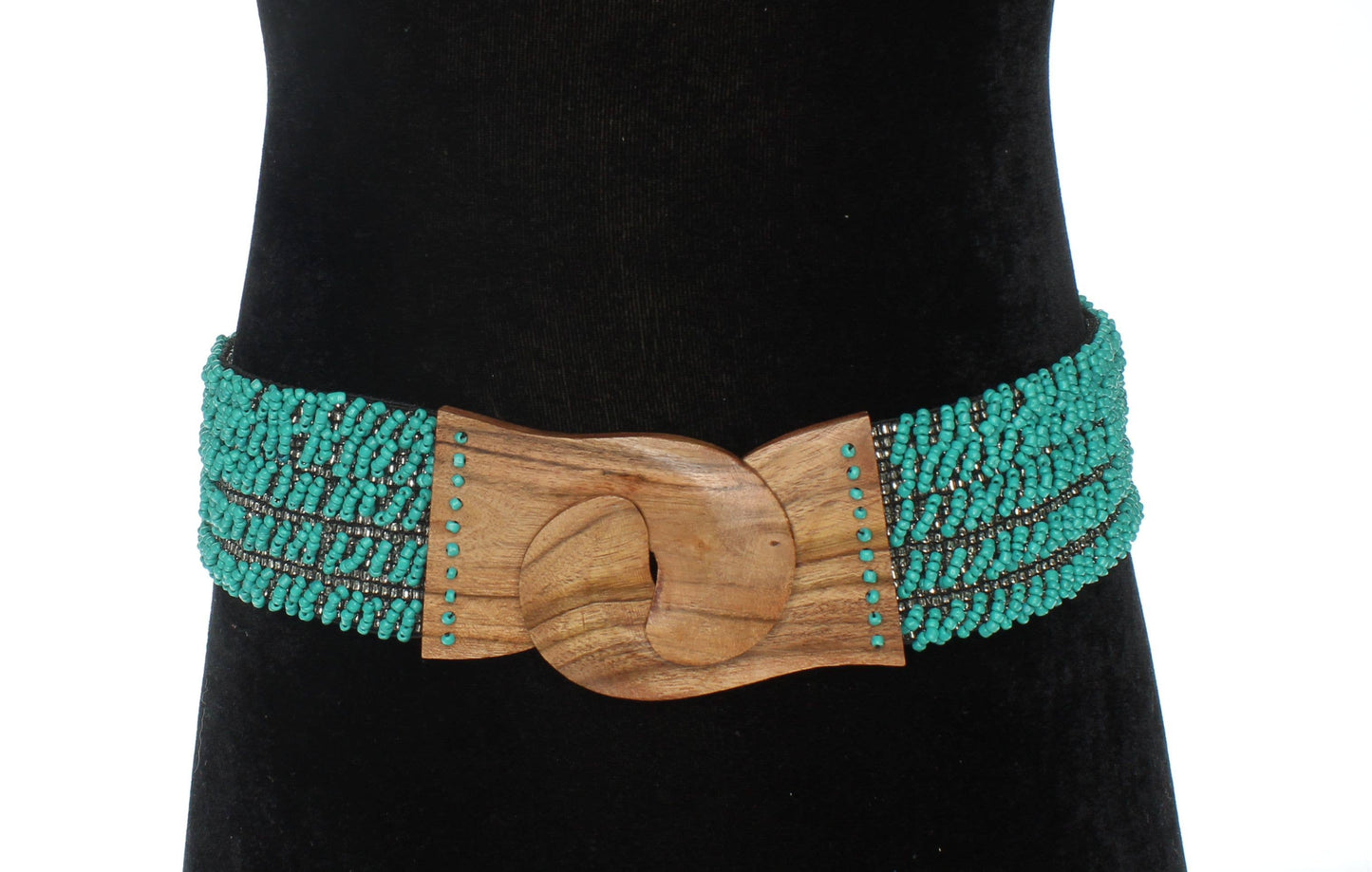 Turquoise & Silver Handmade Stretchy Beaded Bali Belt