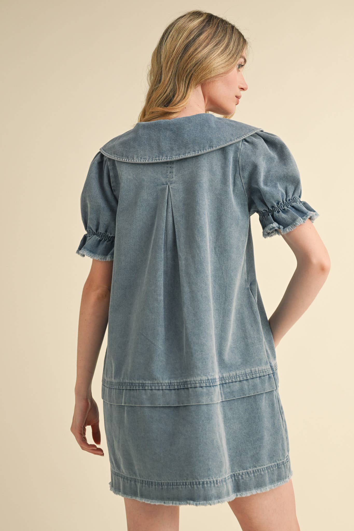 Doll Collar Denim Mini Dress